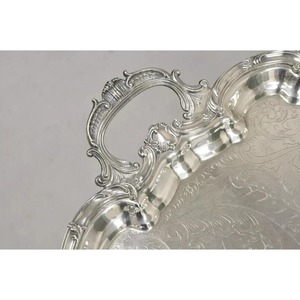 Plateau en argent anglais de collection, vintage, style victorien, plateau de service festonné en argent anglais plaqué argent - Product Image 4