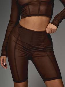 Camisetas de malla transparente personalizables, conjuntos de pantalones cortos, ropa de dormir de noche Sexy para mujer, conjuntos de dos piezas de malla transparente, conjuntos de pantalones cortos de secado rápido para mujer - Product Image 5