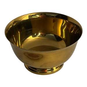 Bol piédestal design raisin en laiton Vintage/raisins en relief et feuilles sur les côtés,/bord supérieur à volants, Base cannelée - Product Image 6