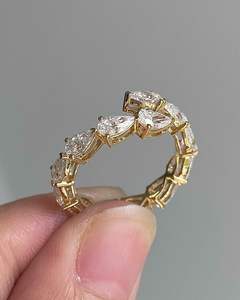 Anillo de Compromiso Clásico de Diseño Abierto con Diamante Cultivado en Laboratorio de Corte Pera, Regalos de Aniversario de Bodas para Mujer, Oro de 14k - Product Image 4