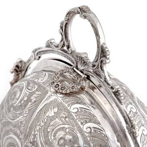 Baril à biscuits isotherme décoré de coquilles doubles en relief de style Art déco, argenté antique, pliable, pour la cuisine - Product Image 5