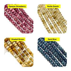 8mm Natural Quartz Smooth Rondelle Stone <b>Beads</b> for Jewelry <b>Making</b> Natural Gemstone Spacer Diy Necklace <b>Bracelet</b> Gift for Her 15" - Product Image 5