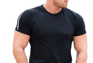 T-shirt de sport noir pour homme, vêtements de musculation, de fitness, de course à pied, en coton, coupe ajustée, NOUVEAU - Product Image 6