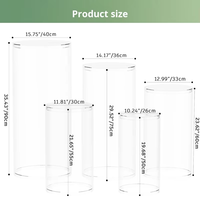 Ensemble de 5 cylindres en acrylique transparent blanc, supports d'affichage, fêtes, mariage, anniversaire, piliers, décorations en forme de gâteau, base