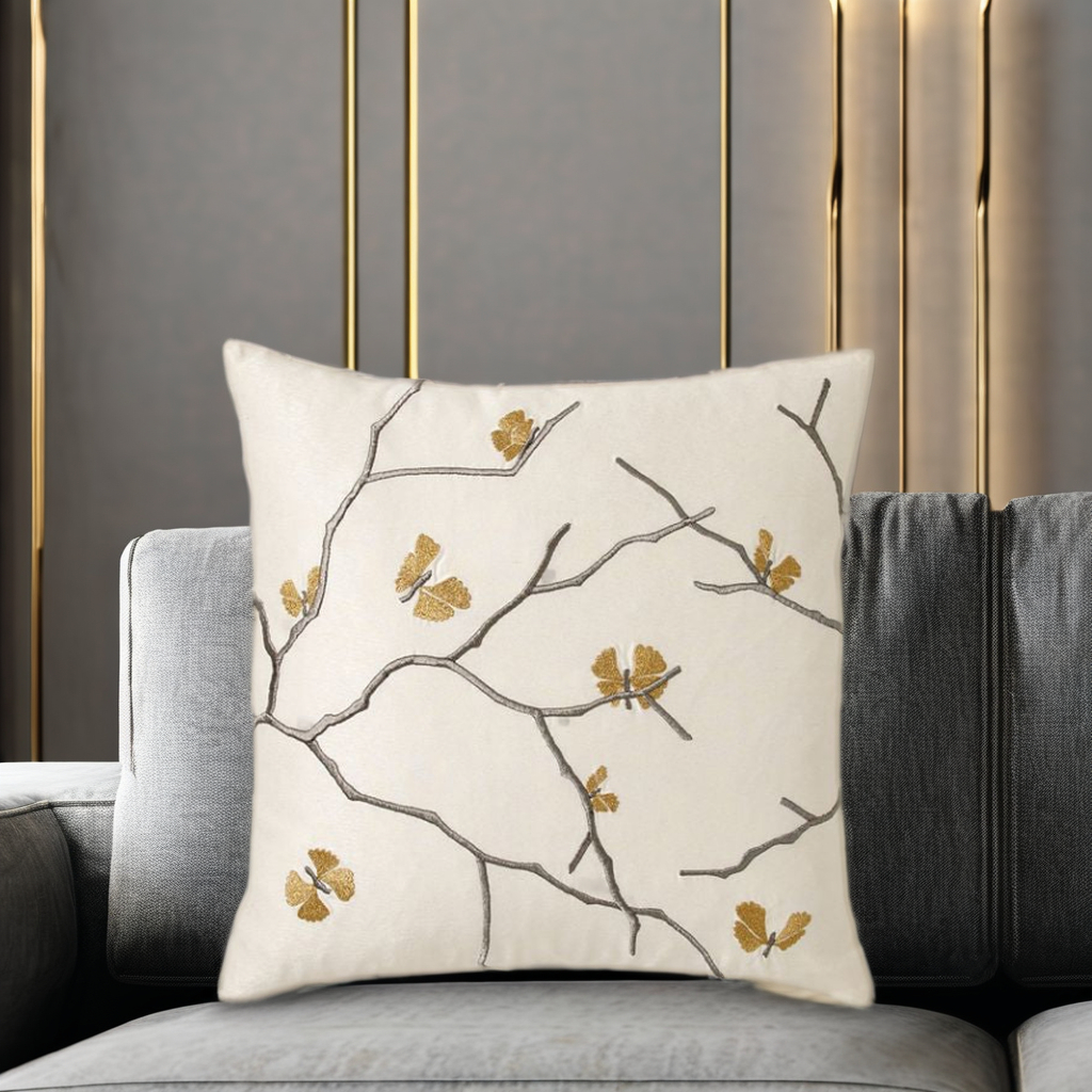 Housse de coussin carrée en imitation lin avec inscription