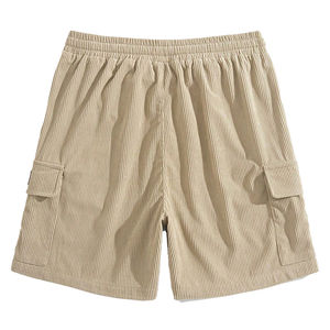 <b>Mens</b> mid <b>waist</b> casual corduroy <b>shorts</b> featuring a solid design with drawstring closure hot running pants style dark techniques - Product Image 2