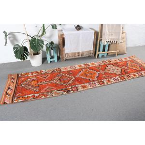 พรมตุรกี, พรมวิ่งขนาด 2.5x9.5 ฟุต, พรมวินเทจลายต้นไม้สีส้มทำจากขนสัตว์ - Product Image 4