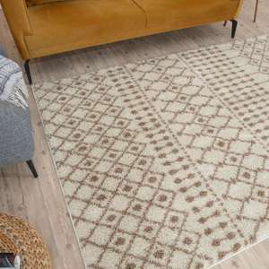 Alfombra Peluda Beige Marfil Marroquí, Alfombra de Salón de Felpa Hecha a Máquina, Alfombra Rectangular Abstracta para Pasillo, para Adolescentes - Product Image 6