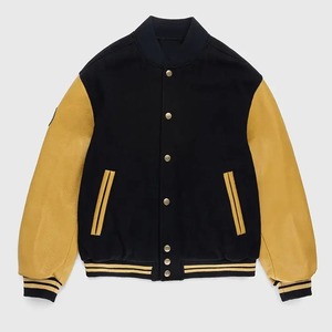 Veste d'hiver universitaire en laine de haute qualité pour hommes avec col montant Broderie au design personnalisé Manches en cuir Style Letterman - Product Image 2