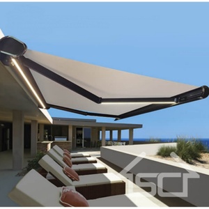 CE ha approvato i fornitori di tenda <span class=keywords><strong>da</strong></span> esterno elettrico in tessuto acrilico telaio in alluminio Full Cassette braccio retrattile tenda con luce a LED - Product Image 2