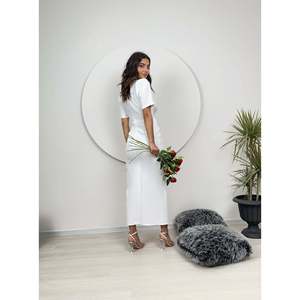 Vestido Maxi Blanco Atlas missJANELL con Frente Fruncido y Elegante Detalle de Lazo, Mezcla de Poliéster y Elastano para Moda Femenina - Product Image 5
