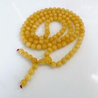 Collier Mala Bouddhiste en Ambre Jaune de la Baltique, Perles Naturelles de 8 mm, Fait Main, Certifié par un tiers, Cadeau