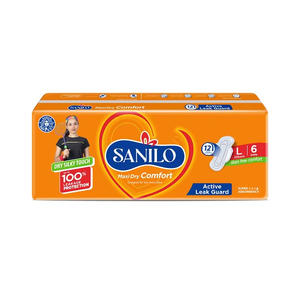 Sanilo <b>Sanitary</b> Napkins Large Size 6 <b>Pads</b> Dry Comfort Soft Gentle Reliable Protection for Everyday Use - Product Image 3