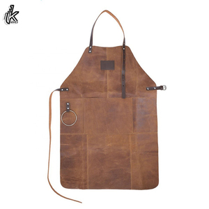 Custom Logo Adjustable <b>Leather</b> <b>Apron</b> with Pockets High Quality Genuine <b>Leather</b> for Chef and BBQ Material - Product Image 3