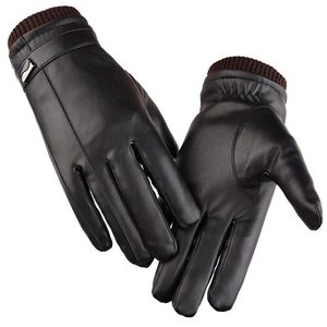 Men’s Black PU Leather Winter <b>Gloves</b> – <b>Touchscreen</b> Warm Windproof Driving <b>Gloves</b> - Product Image 1