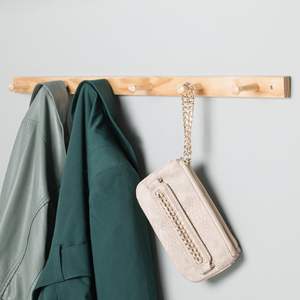 Perchero de montaje en pared de madera con 6 clavijas para Mudroom, entrada, cocina, armario y más, 32,3 "x 2,8" x 1,5 ", madera natural - Product Image 2