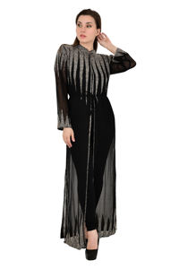 Caliente brillante a granel EID Ramadan Prime Turquía cintura islámica Batwing manga Abaya mujeres musulmanas vestido Dubai caftán cárdigan - Product Image 6