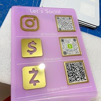 Artful Cosmos 2026 – Nouvelle enseigne de table personnalisée attrayante pour entreprises, réseaux sociaux Instagram, avec miroir, code QR, en acrylique et éclairage LED, style européen