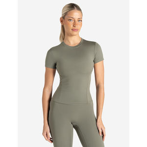 T-shirt pour femme en coton extensible de qualité supérieure, couleur sauge hivernale, manches courtes, col rond, décontracté, pour la salle de sport - Product Image 1