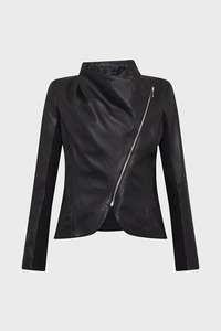 Blouson de motard tissé en peau de cuir Blouson en cuir matelassé à manches longues avec col à revers respirant Blouson en cuir - Product Image 4