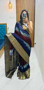 Nuevo algodón de seda Awesome Heavy Saree With Hand Daing tela de la mejor calidad - Product Image 3