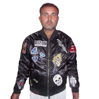Blouson de baseball universitaire en satin personnalisé pour hommes Collège vierge broderie soie en vrac vente en gros