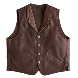 <b>Low</b> Price <b>Top</b> High Quality Motorbike Men Leather Vest Customized Logo Lightweight Motorbike Leather Vest OEM Serviced - Product Image 1
