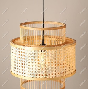 Lámpara Colgante Moderna de Mimbre Natural para Decoración del Hogar, Pantalla Ajustable de Bambú y Papel Trenzado para Dormitorio, Comedor y Techo - Product Image 2