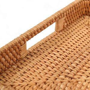 Vietnam moderne luxe rotin osier multifonction plateau de service poignées pour salon salle de bain Table basse stockage de fruits - Product Image 2