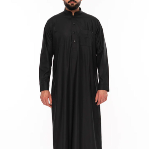 2025 Style col montant brillant Polyester musulman hommes Thobe hommes Abaya pour hommes pour hommes en gros - Product Image 3