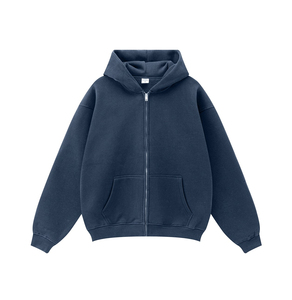 100% coton lâche hommes fermeture éclair sweats à capuche à séchage rapide fermeture éclair à capuche pour hommes écologique évacuation de l'humidité grande taille sweats à capuche - Product Image 1