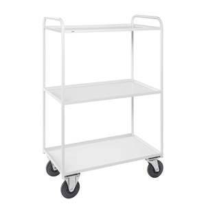 White KM4149 Folding <b>Trolley</b> Four-Wheel Enclosed Lightweight Customizable Metal <b>Platform</b> Shopping Storage Tools Industrial OEM - Product Image 1