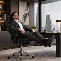 Chaise de bureau ergonomique en maille avec repose-pieds, appui-tête 3D réglable, support lombaire et accoudoirs 3D