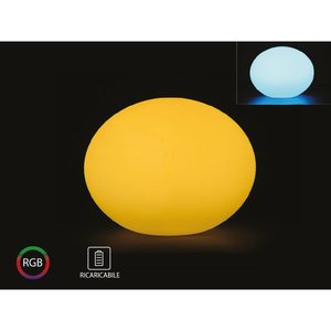 Luminoso RGBW LED a forma di uovo luce sfera ovale telecomando ricaricabile incluso IP67 20x20x14cm SKU-40141- - Product Image 2