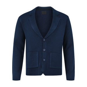 Suéter de cárdigan liso azul marino de alta calidad 100% algodón transpirable antiarrugas antiretráctil con logotipo personalizable para invierno - Product Image 1