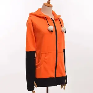 Animal Fox Ears Cosplay Costume Hooded Jacket Warm Orange Sweatshirt Cosplay Unisex Hoodie
