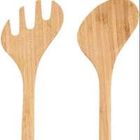 Ensemble de service à salade en bois d'acacia Outils de cuisine pour hôtel restaurant Petites cuillères en bois massif Ensemble de cuillères à mélanger Ensemble de cuillères de service en bois