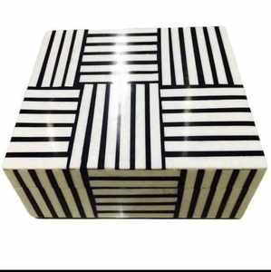 Caja de Joyería Cuadrada de Madera con Incrustaciones de Hueso y Resina, Ecológica, Duradera, Decoración de Hogar de Lujo, Elegante, Personalizable, para Regalo - Product Image 3