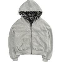 Sweat-shirts pour hommes à capuche avec grandes poches, fermeture éclair, couleur contrastée, veste pour homme, nouveau design, imprimé léopard, double face