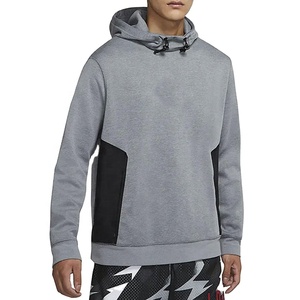 เสื้อฮู้ดสวมหัวสีเทาสำหรับผู้ชายเสื้อสเวตเชิ้ตแขนยาวสำหรับเล่นกีฬามีแผงด้านข้างสีดำมีโลโก้ตามสั่ง - Product Image 1