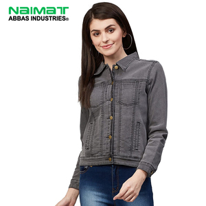 Chaqueta Vaquera Gris con Botones en la Parte Delantera y Bolsillos en el Pecho, Ropa Exterior Informal para Mujer, Prenda de Moda Urbana para Combinar - Product Image 1