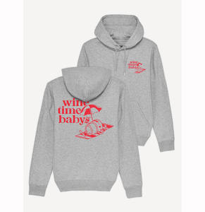 Sweat à capuche en coton régulier personnalisé sweat-shirt gris chiné Wine Time sweat à capuche pour bébé - Product Image 1