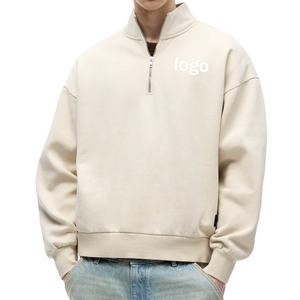 Sudaderas de Nuevo Diseño para Hombre, con Cierre de 1/4, Hombros Caídos, Logotipo Personalizado, Estilo Moderno Beige, Manga Larga - Product Image 1