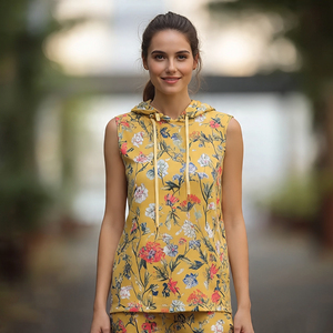 Entrenamiento Correr Fitness Singlet Recortado Sin mangas Sudadera con capucha Cordón alto Sin mangas Sublimación Sudadera con capucha Señoras - Product Image 3