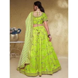 Pretty Neon Bordado Seda Recepción Wear Lehenga Choli-XS Tamaño - Product Image 2