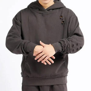 Sudadera con Capucha para Hombre de la Mejor Calidad, Lavada al Ácido, Estilo Desgastado, 100% Algodón Orgánico, Felpa, Cómoda, Elegante, Manga Larga - Product Image 3