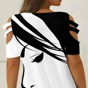 Camiseta deportiva de punto para mujer, de manga corta, corte regular, transpirable, con cremallera, para verano - Product Image 3