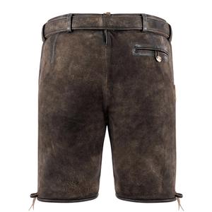 Allemand et autrichien Lederhosen Long et Pant Short set shirt Distressed Leather Vintage Look Brodé Bavarois Lederhosen - Product Image 2