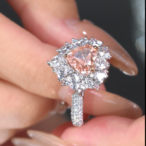 แหวนหินตรงกลางสีชมพูรูปหัวใจ925สไตล์ฮิปฮอปสุดเท่ประดับเพชรชุบเงินแท้สำหรับสตรีทแวร์ - Product Image 5