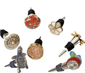 Export Quality Cast Iron Bottle <b>Stopper</b> Handmade Shell Inlay Knob Metal Gift Item - Product Image 2